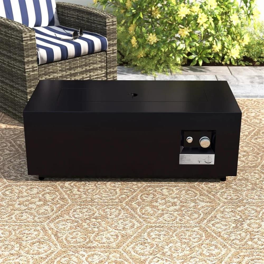 LSI 16'' H x 42'' W Steel Outdoor Fire Pit Table with Lid