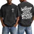 thumbnail image 2 of Christian Graphic T Shirts for Men Vintage Acid Wash Tshirt Oversized Short Sleeve Faith Shirts Casual Streetwear Summer Tops, 2 of 6