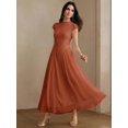 thumbnail image 2 of Womens Elegant Redwood High Neck Cap Sleeve A-Line Long Dress, 2 of 6