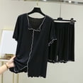 thumbnail image 2 of Bibifish Women Two Piece Sets Ruffled V Neck Short Sleeve Tops Ruffle Shorts Soft Cozy Home Sleepwear Lightweight Loungewear, 2 of 3