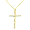 thumbnail image 3 of 10K Yellow Gold Plated .925 Sterling Silver 2.0 cttw Brilliant Round-cut Diamond Cross 18" Pendant Necklace (J-K Color, I2-I3 Clarity), 3 of 7
