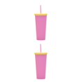 thumbnail image 4 of Yuarrent Vaso de paja de plástico de doble capa de Color caramelo, botella de agua de leche de café de estilo Simple, vasos esmerilados Type1 NO1, 4 of 6
