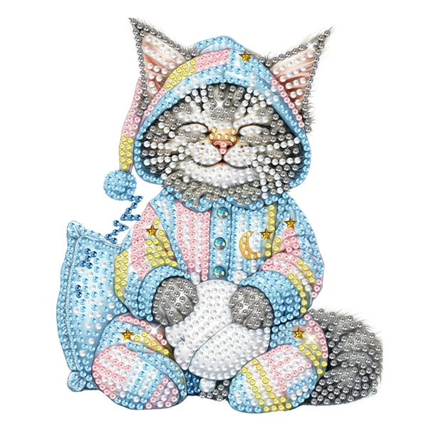 Equipos Del Ornamento La Pintura Diamante Sobremesa Gato Y Principales Acrílico Que Sacuden