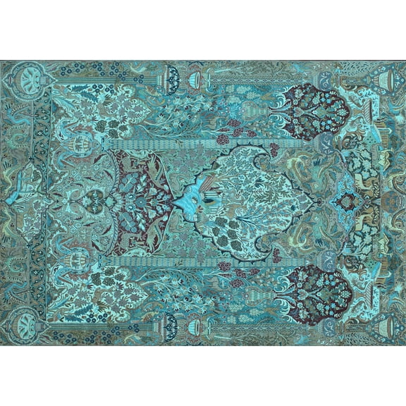 Ahgly Company Indoor Rectangle Animal Light Blue Traditional Area Rugs, 3' x 5'