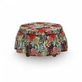 thumbnail image 3 of Floral Ottoman Cover, Romantic Bouquet Design, 2 Piece Slipcover Set with Ruffle Skirt for Square Round Cube Footstool Decorative Home Accent, Standard Size, Multicolor, by Ambesonne, 3 of 5