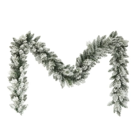 Puleo International 9  Flocked Spruce Garland - Green