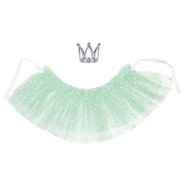 Falda de malla para fotografía de bebé, vestido de princesa suave y lindo para fotografía de recién nacido con corona para niñas pequeñas, verde claro