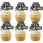 10pcs Black Glitter The Man The Myth The Legend Dessert Cupcake for Daddy Father's Day Theme Decor Supplies Man Male Happy Birthday Family Party Decorations