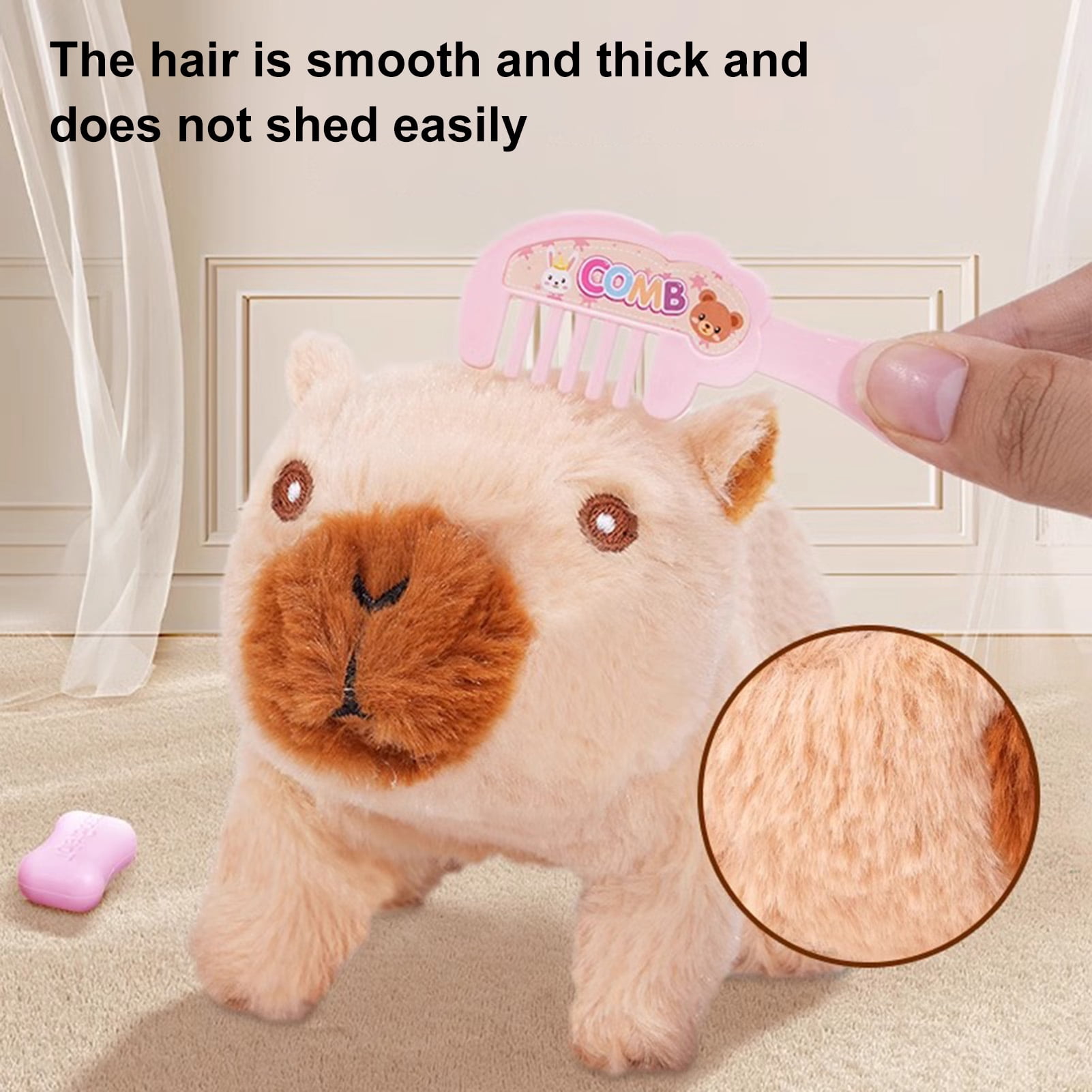 YIFAEUX Electric Plush Capybara Toy Interactive Simulation Sound Walking Animal Toy Toddlers Boys Girls Educational Baby Tummy Time Crawling Animal Toy