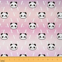 Castle Fairy Animal Panda Fabric by the Yard 1 Yard For Children,Black Pink Home Decor Fabric by the Yard,Kawaii Wildlife Room Decor Fabric by the Yard,Breathable Gradient Home Decor