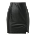 thumbnail image 2 of Women's Black Leather Skirts High Waisted High Side Slit Bodycon Mini Skirts Long Leather Skirt Rave Skirt Matching Skirt Set Dance Skirts for Women And Plaid Skirt Wrap Midi Skirt Crib Bed Skirts, 2 of 5