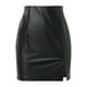 thumbnail image 2 of Minifalda ajustada de cuero negro con corte lateral y cintura alta para mujer - Material PU - Muy elástica - Tallas S-XL, 2 of 6
