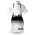 thumbnail image 3 of Chicago Skyline Apron Downtown Skyscrapers Illinois Tourism Travel Country Urban Minimalist, Unisex Kitchen Bib Apron with Adjustable Neck for Cooking Baking Gardening, Black and White, by Ambesonne, 3 of 3