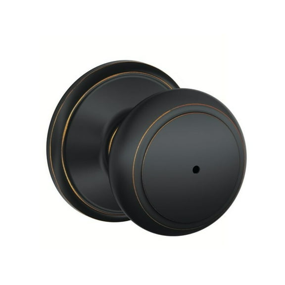 Schlage Residential F40 AND 716 Privacy Lock Andover Knob Antique Bronze