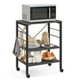 thumbnail image 2 of Barara King Baker's Rack, Microwave Stand,Bun Pan Sheet Rack, Kitchen Storage Shelf Rack,3-Tier Kitchen Baker's Rack Microwave Oven Storage Cart with Hooks-Charcoal Brown, 2 of 7