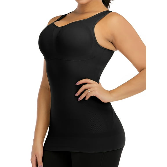 FOCUSSEXY Women Shapewear Tank Tops Tummy Control Camisole Underskirts Shapewear Body Shaper Slimming Compression Top Vest Plus Size Padded Tank Top