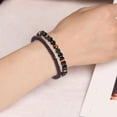 thumbnail image 3 of 2 Pcs Men's Handwoven Bracelets Black Gemstone Matte Agate Stone Healing Spiritual Beaded Bracelet for Men or Women Gift Idea for Men, 3 of 7