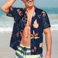 thumbnail image 7 of Kll Men'S Hawaiian Shirt Short Sleeve Button Down Beach Shirts-Autumn Leaves With Blue, 7 of 7