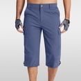 thumbnail image 2 of Mens Cargo Shorts with 7 Pockets Casual Long Blew Knee Capri 3/4 Pants for Work Fishing Hiking Athletic, 2 of 7