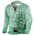 thumbnail image 1 of Blusas y camisas de manga larga con cuello redondo para hombre, blusa informal de moda con cuello vuelto, manga larga y botones estampados, blusa para hombre, 1 of 2