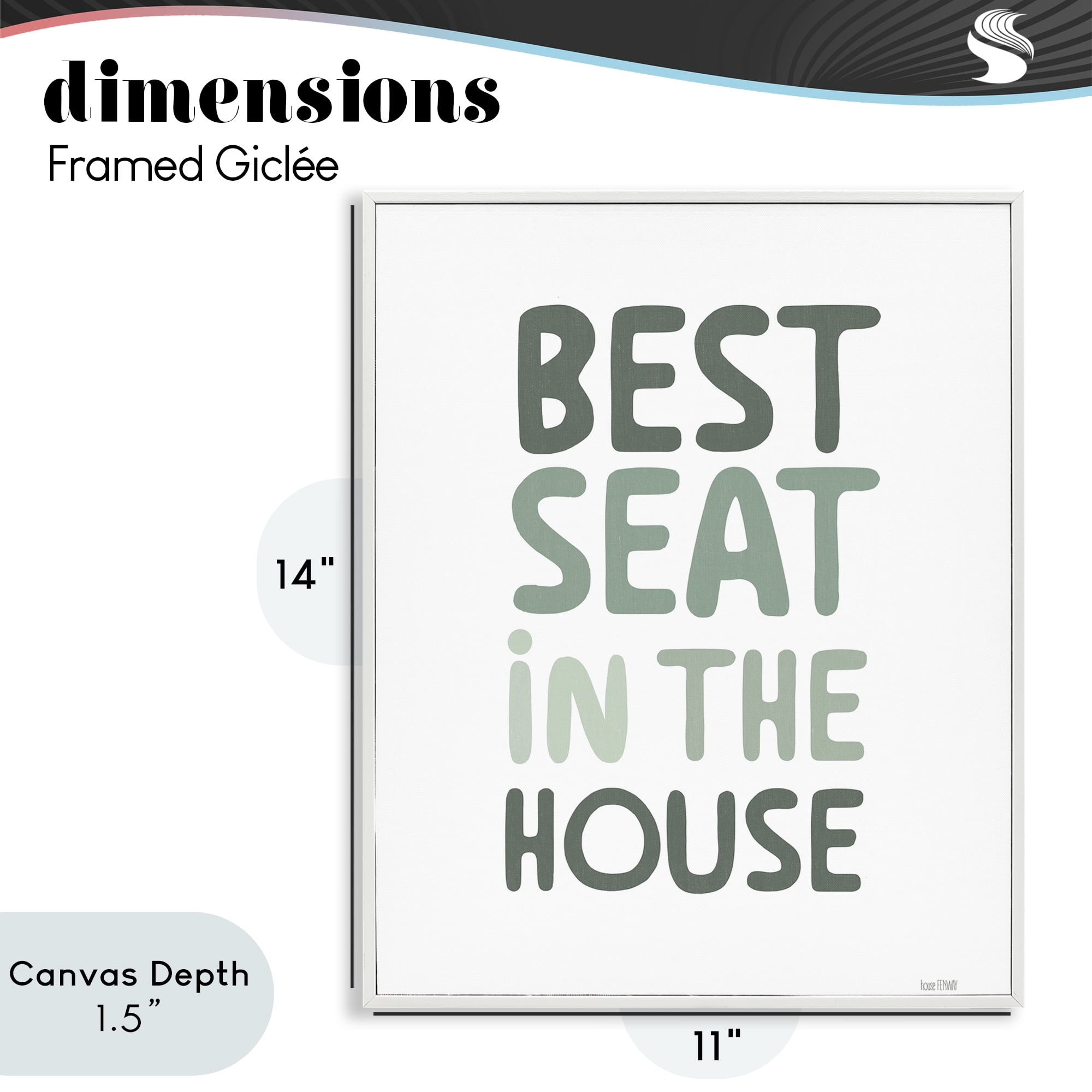 Stupell Industries Green Best Seat in House White Framed Giclee Art, design by House Fenway