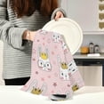thumbnail image 3 of Cute Rabbit Princess Kitchen Tea Towels Set of 1 Absorbent Hand Dish Towels, Pink Stars Dishcloths Lint-Free 18x28 Inch Fast Drying for Cooking Baking Home Clean, 3 of 7