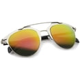 thumbnail image 4 of sunglassLA Unisex Modern Fashion Metal Double Bridge Mirror Lens Pantos Aviator Sunglasses (Silver-Black / Magenta Mirror) - 50mm, 4 of 4
