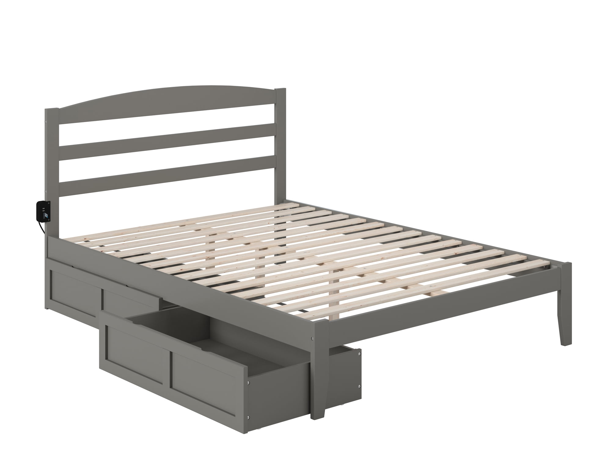 AFI Warren 14" Queen Wood Platform Bed Frame with Set of 2 Storage Drawers, Grey