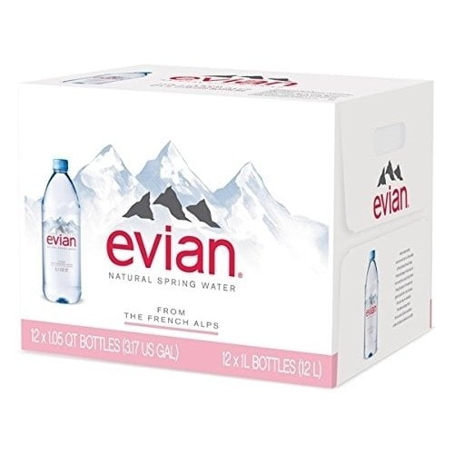 Evian Natural Spring Water, 1 L, 12 Count