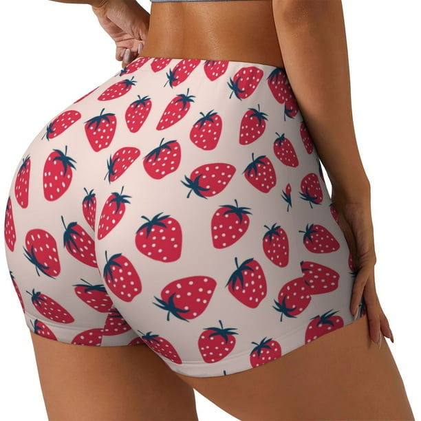 Fotbe Strawberry Shorts Sin Costuras – Shorts Deportivos de Cintura Alta para Mujer, Elásticos para Gimnasio, Yoga, Running o Ciclismo-Medium