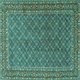 thumbnail image 1 of Ahgly Company Machine Washable Indoor Square Persian Turquoise Blue Traditional Area Rugs, 8' Square, 1 of 4