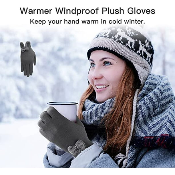 Gants d'hiver pour femmes Gants chauds à écran tactile Gants coupe-vent  pour femmes filles dames hiver utilisant des cadeaux ， Gris 