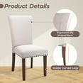 thumbnail image 5 of Fabric Dining Chairs Set of 2 with Nailhead Detail and Wooden Legs, Upholstered Side Chairs for Kitchen and Dining Room – Beige, 5 of 6