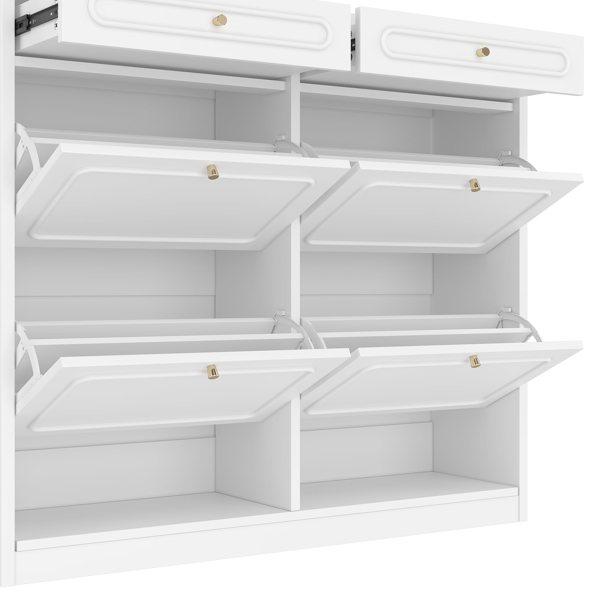 Jopath Shoe Cabinet with 4 Flip Drawers and 2 Storage Drawers,Farmhouse Wooden Sturdy Shoes Rack Organizer for Hallway,Closet,Living Room,Bedroom,White