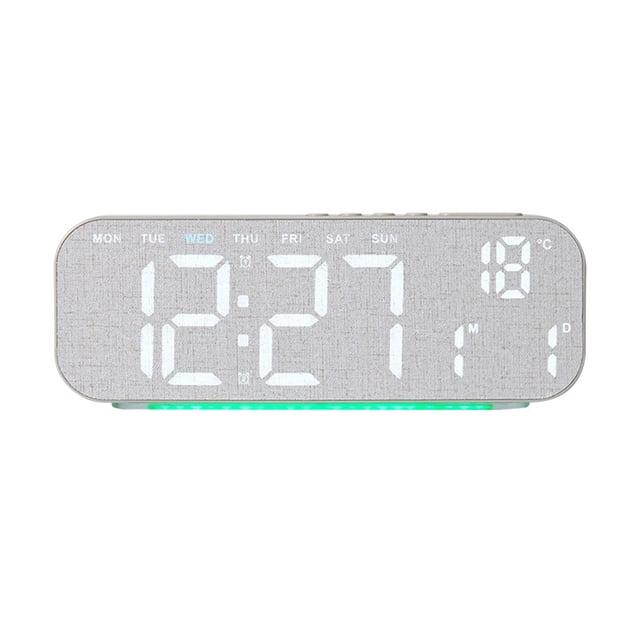 Ohufall Digital Alarm Clock LED Multifunction Date Temperature Display Battery Clock For Bedroom Office Desk