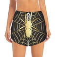 thumbnail image 2 of KLL Gold Spider On The Web Pattern Shorts Women,Athletic Shorts High Waisted Running Shorts Pocket Sporty Short Gym Elastic Workout Shorts-Large, 2 of 7