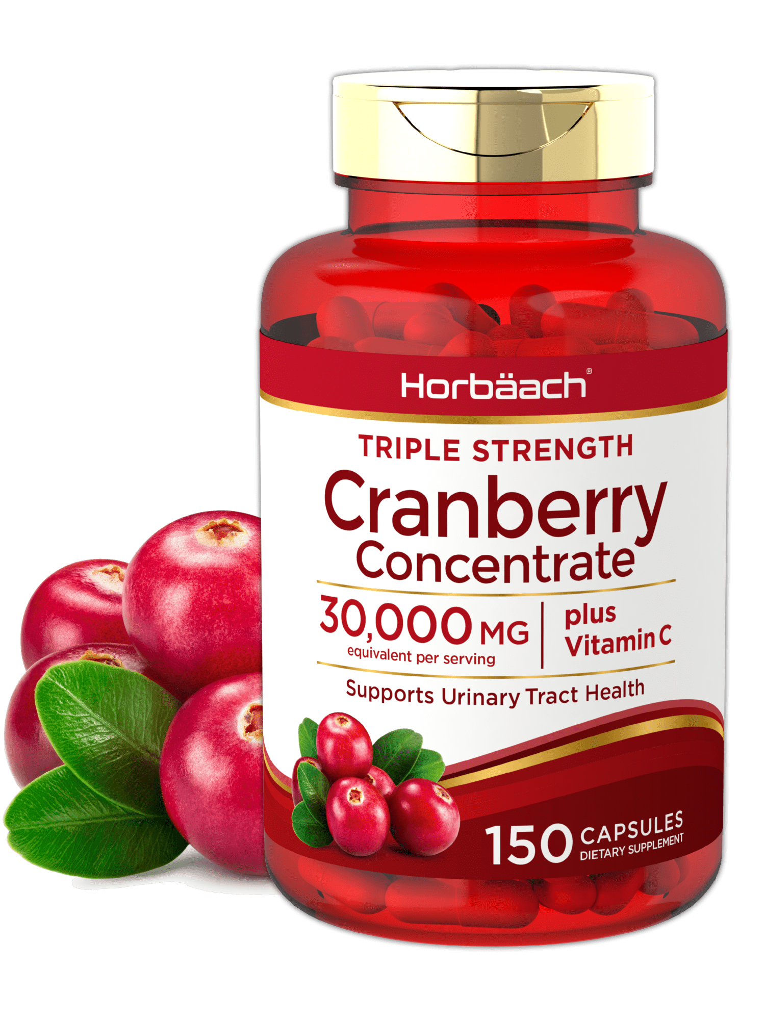 Horbaach Cranberry (30,000 mg) + Vitamin C 150 Capsules Triple
