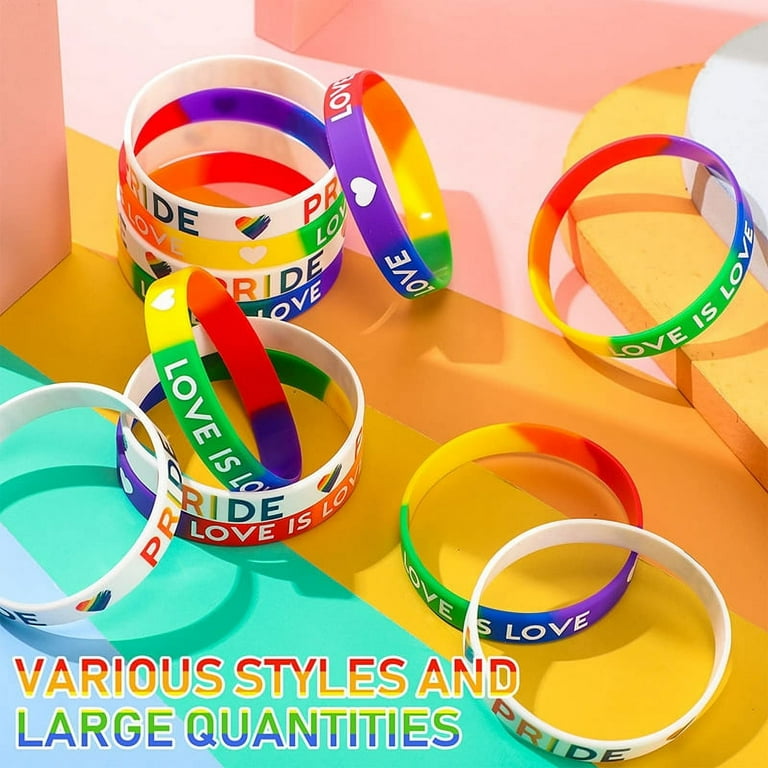 Rainbow Pride Wristbands Gay Pride Silicone Bracelet LGBT Love Gay Lesbian Rainbow Wristbands Silicone Sports Bracelets for Party Decorations Supplies 30 Pcs Walmart