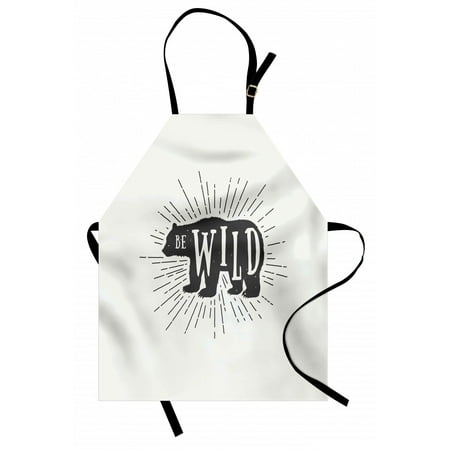 

Saying Apron Woodland Bear Silhouette with Be Wild Message Starburst Dashed Lines Unisex Kitchen Bib with Adjustable Neck for Cooking Gardening Adult Size Grey Pale Sage Green by Ambesonne
