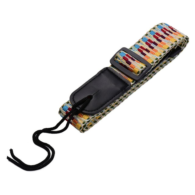 Rainbow Cotton Ukulele Strap with Hanging Rope - 3.8cm Wide, Adjustable Length 61-104cm for Kids & Adults, Universal Fit, Soft Comfortable Durable Ukulele Accessory with Plastic Buckle, Ideal Gift