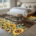 thumbnail image 5 of Area Rug 60×96in, Hello Summer Words Floor Carpet Living Room Rug, Watercolor Farm Sunflowers Non-Slip Welcome Mat Indoor Rugs for Bedroom Dining Room, 5 of 9