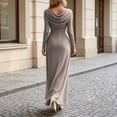 thumbnail image 3 of BAVIRRA Women Cowl Draped Neck Mermaid Maxi Dress, Long Sleeve Fitted Waist Flowy Chiffon Formal Gown, Modest Elegant Outfit for Prom Wedding Guest Bridesmaid Cocktail Party, 3 of 5