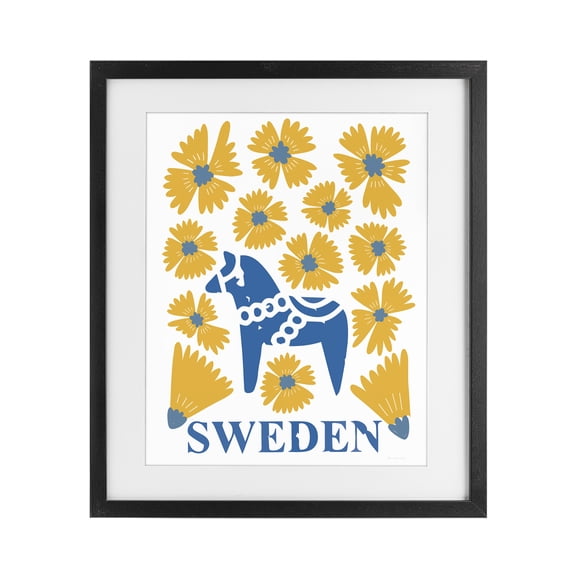 Stupell Industries Eclectic Swedish Folk Flowers Black Framed Print Under Glass, 13 x 16, by Omar Escalante