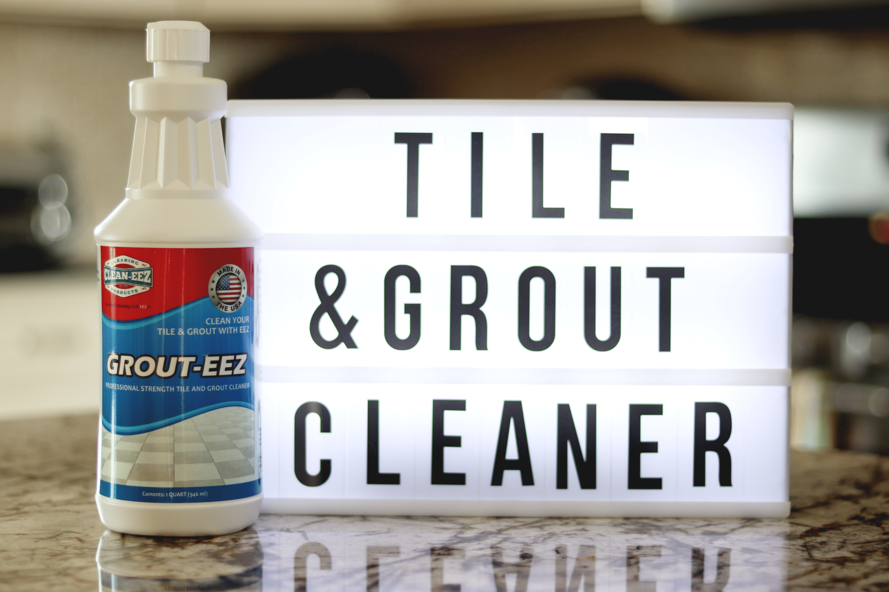 Grout-eez Heavy-Duty Tile & Grout Cleaner - 32oz Bottle and Brush