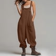 thumbnail image 6 of MLCDZ Women Dressy Jumpsuits Cotton Linen Square Neck Sleeveless Overalls Adjustable Strap Bib Overalls Baggy Summer Romper with Pockets, 6 of 7