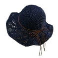 thumbnail image 2 of Lroveb Sun Hats for Women Summer Beach Wide Brim Upf 50+ Panama Fedora Foldable Packable Hat Floppy Straw Hat, 2 of 5