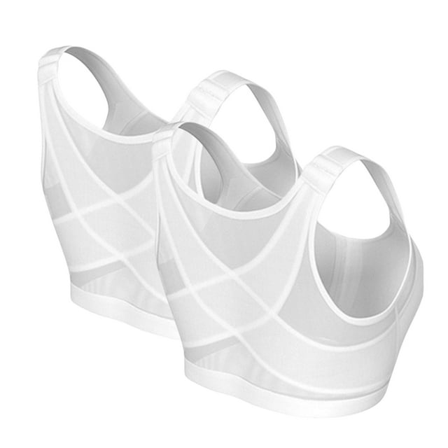 Pavied Sports Bra Wireless Bras Seamless Bras Forme Science Bra Posture Correcting Front Closure Posture Wireless Back Support Full Coverage Womens Bras Clearance White 2XL