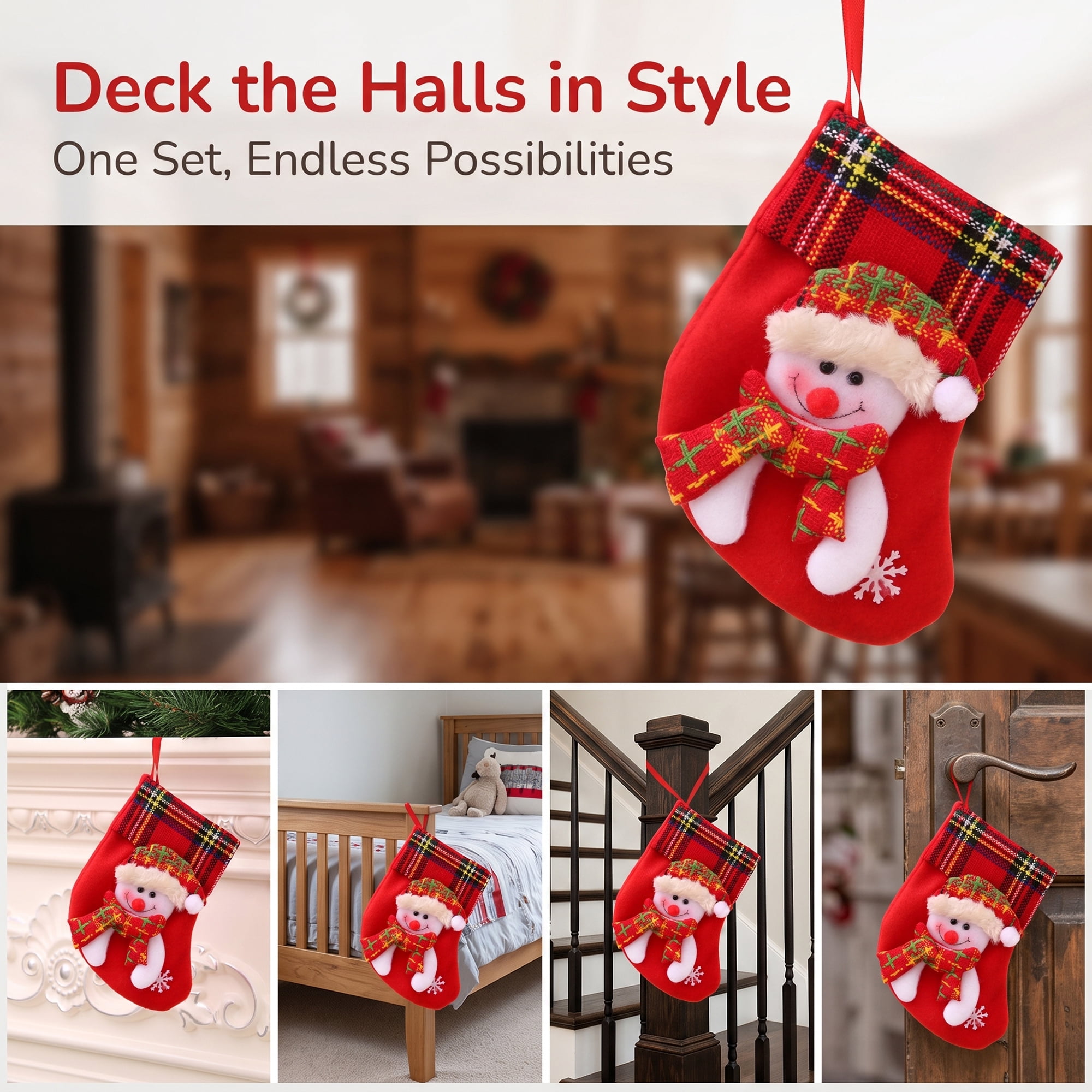 Unique Bargains Braided Christmas Stocking Double Layer Nordic Hygge Sock Snowflake 6"