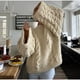 thumbnail image 5 of Suéter de punto de línea gruesa y suelta para mujer, cuello redondo, manga farol, prendas de punto, otoño e invierno, jersey liso que combina con todo, jerséis de moda, 5 of 5