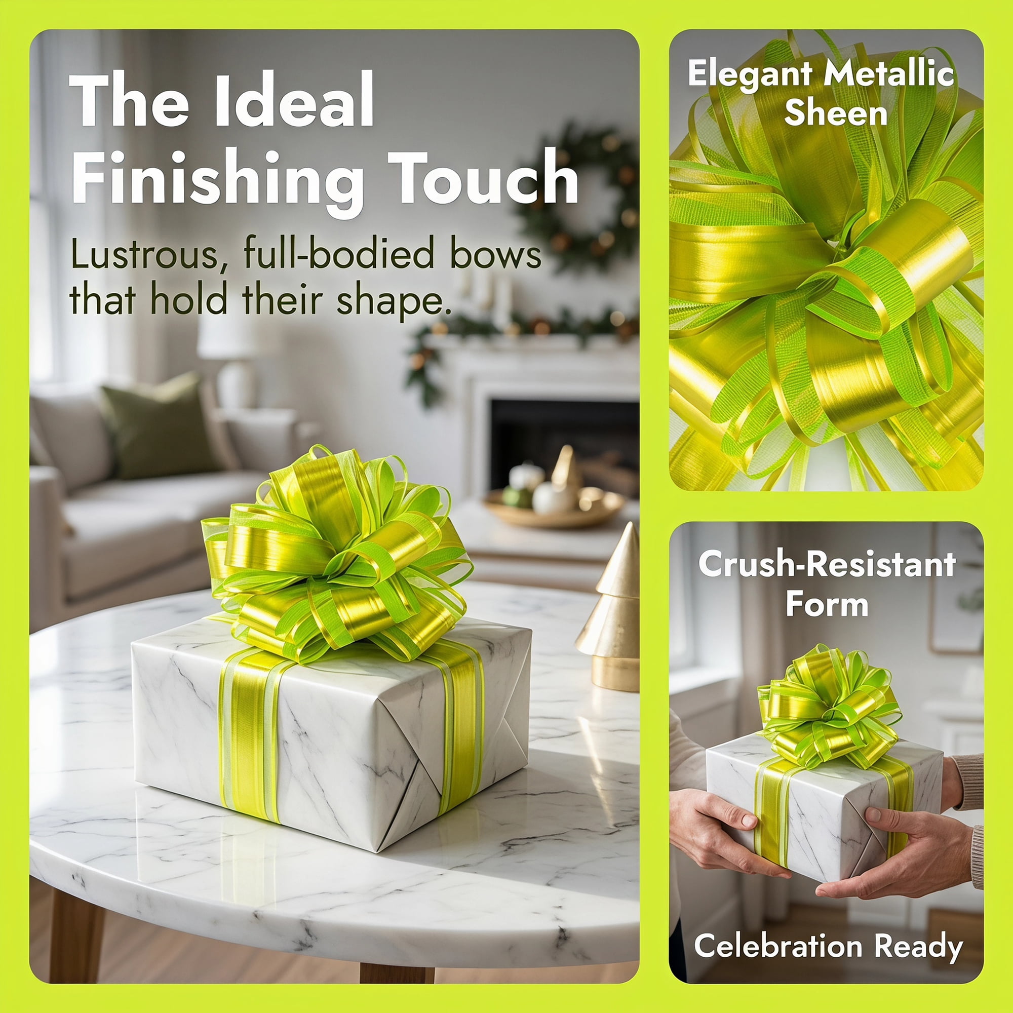 Unique Bargains Multi-Layered Star Bows for Gift Wrapping and Decoration Bright Green